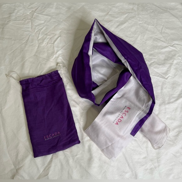 Escada Marine Groove Oversized Purple Cotton Resort Scarf Wrap Y2K Designer Logo - Picture 2 of 10